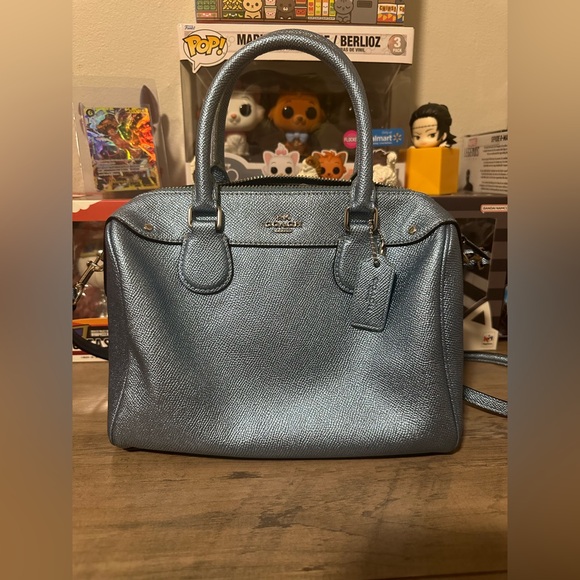 Coach Bennett Mini Crossgrain Metallic Pool Leather Satchel Crossbody - Picture 1 of 8
